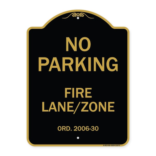 Princeton New Jersey No Parking Fire Lane Zone, Black & Gold Aluminum Sign, 18" x 24", BG-1824-23273